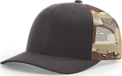 Richardson 112PM Printed Mesh-Back Trucker Caps - Black Black to White Fade - Brown Tan / OSFM