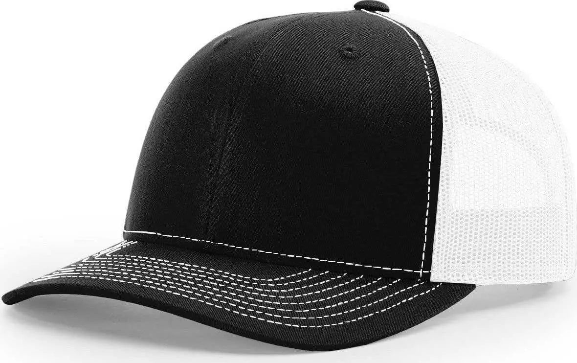Richardson 112RE Recycled Mesh Back Trucker Caps Black White Black White / OSFM