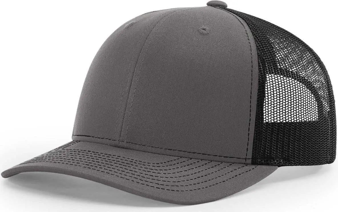 Richardson 112RE Recycled Mesh Back Trucker Caps Charcoal Black Dark Gray Black / OSFM