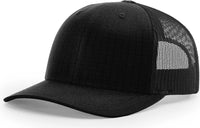 Richardson 112T Tactical Snapback Trucker Caps - Black - Black / OSFM