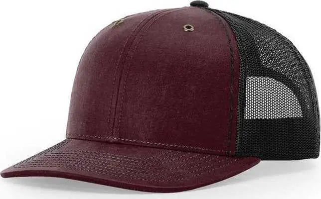 Richardson 112WF Oil Cloth Trucker Caps Burgundy Black Maroon Black / OSFM