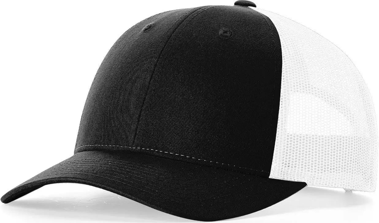 Richardson 115 Low Pro Trucker Cap - Black White - Black White / S