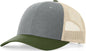 Richardson 115 Low Pro Trucker Cap - Heather Gray Birch Army Olive - Gray Olive / S