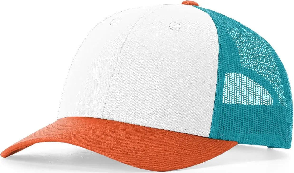 Richardson 115 Low Pro Trucker Cap - White Blue Hawaiian Pale Orang - White Blue Orange / S