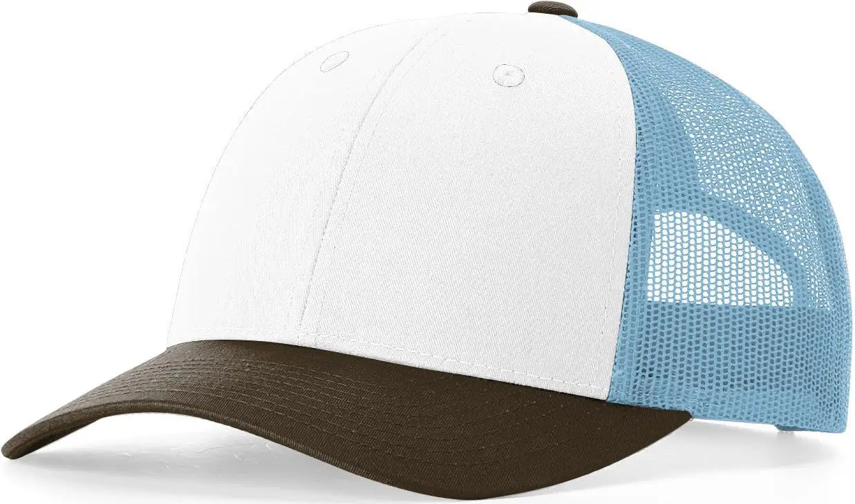 Richardson 115 Low Pro Trucker Cap - White Columbia Blue Brown - White Columbia Blue Brown / S