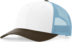 Richardson 115 Low Pro Trucker Cap - White Columbia Blue Brown - White Columbia Blue Brown / S