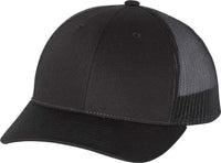 Richardson 115 Low Pro Trucker Caps - Black - Black / SM