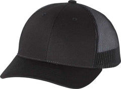 Richardson 115 Low Pro Trucker Caps - Black - Black / SM