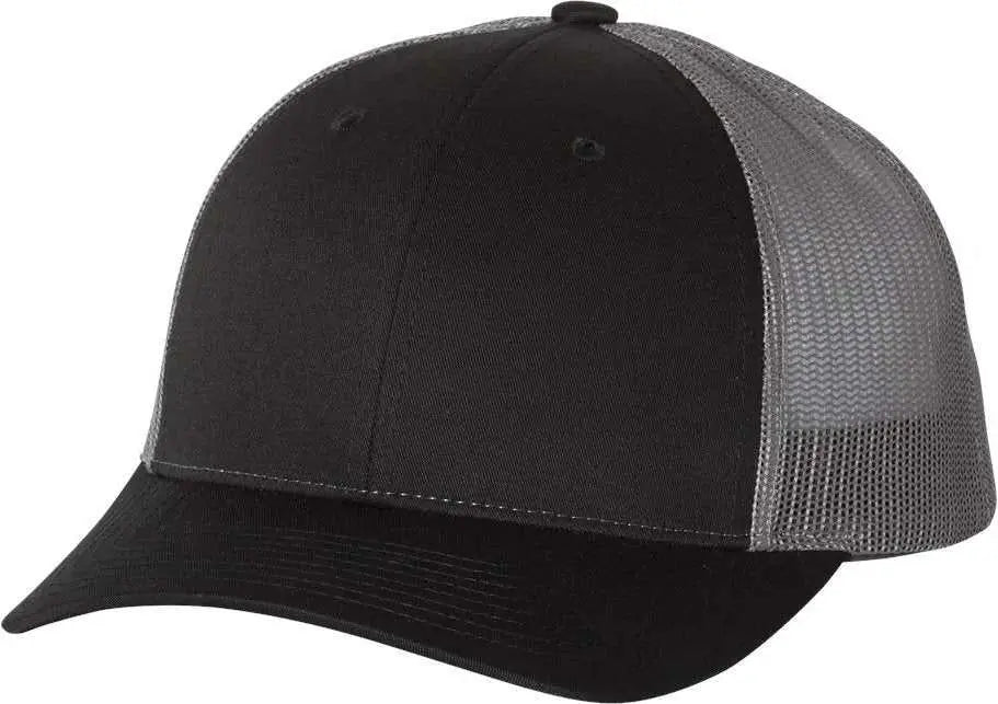 Richardson 115 Low Pro Trucker Caps - Black Charcoal - Black Dark Gray / SM