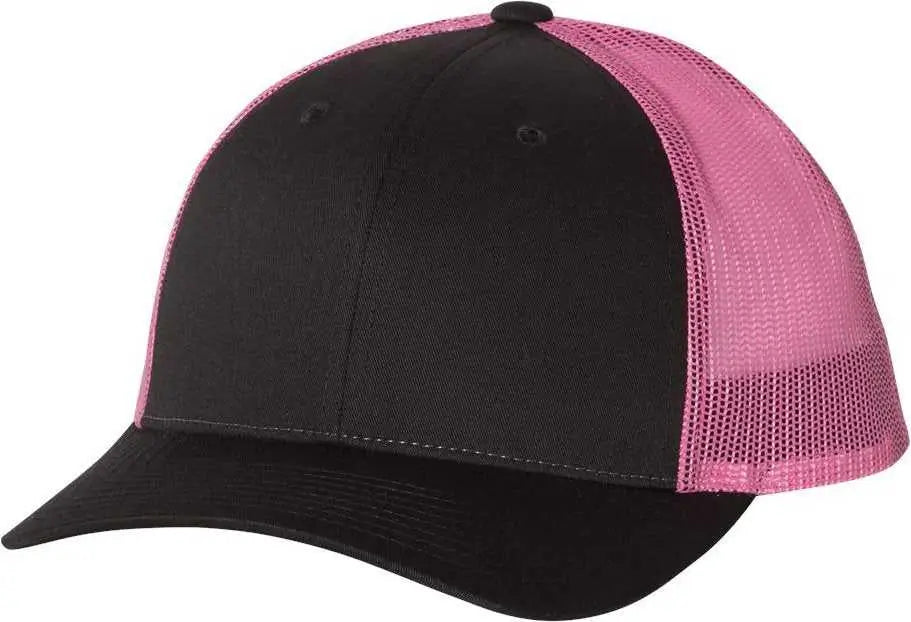 Richardson 115 Low Pro Trucker Caps - Black Neon Pink - Black Pink / SM
