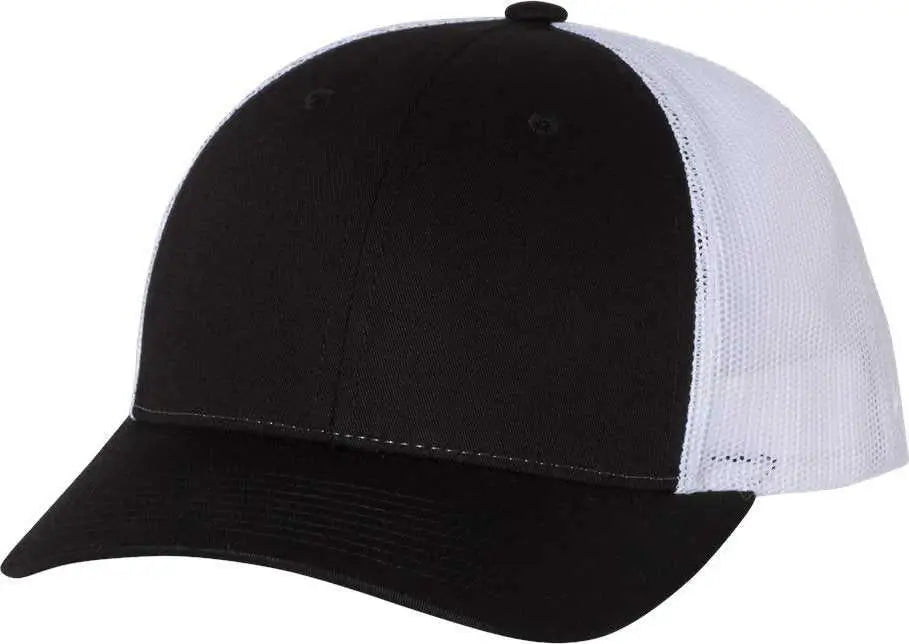 Richardson 115 Low Pro Trucker Caps - Black White - Black White / SM