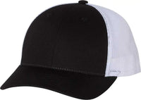 Richardson 115 Low Pro Trucker Caps - Black White - Black White / SM