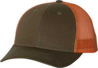 Richardson 115 Low Pro Trucker Caps - Dark Loden Jaffa Orange - Dark Gray Burnt Orange / SM