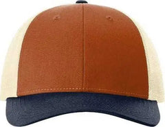 Richardson 115 Low Pro Trucker Caps Dark Orange/ Birch/ Patriot Blue