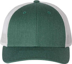 Richardson 115 Low Pro Trucker Caps Heather Dark Green Silver