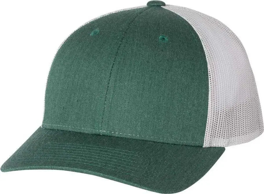 Richardson 115 Low Pro Trucker Caps Heather Dark Green Silver Forest Light Gray / SM