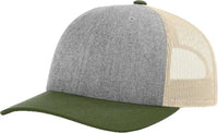 Richardson 115 Low Pro Trucker Caps - Heather Gray Birch Army - Light Gray Green / SM