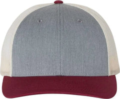 Richardson 115 Low Pro Trucker Caps - Heather Gray Birch Cardinal