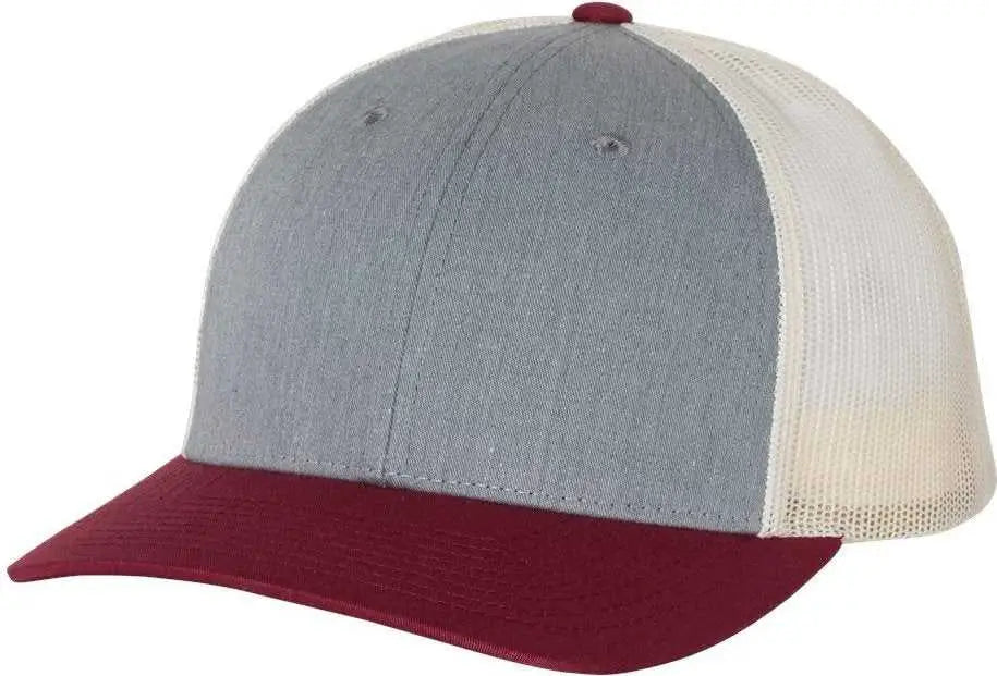 Richardson 115 Low Pro Trucker Caps - Heather Gray Birch Cardinal - Light Gray Cardinal / SM