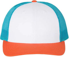 Richardson 115 Low Pro Trucker Caps - White Blue Hawaiin Pale Orange