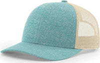 Richardson 115CH Low Pro Heather Trucker Caps - Green Teal Heather Birch - Teal Light Gray / SM