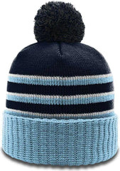 Richardson 134 Stripe Pom Beanies with Cuff Navy Columbia Blue White Navy Columbia Blue / OSFM