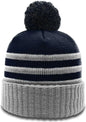 Richardson 134 Stripe Pom Beanies with Cuff Navy Gray White Navy Gray / OSFM