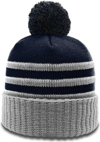 Richardson 134 Stripe Pom Beanies with Cuff Navy Gray White Navy Gray / OSFM