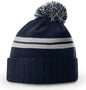 Richardson 135 Short Pom Beanie - Heather Navy-Gray - Heather Navy-Gray / OSFM