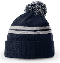 Richardson 135 Short Pom Beanie - Heather Navy-Gray - Heather Navy-Gray / OSFM