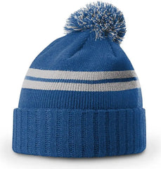 Richardson 135 Short Pom Beanie - Heather Royal-Gray - Royal / OSFM