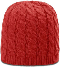 Richardson 138 Cable Knit Beanies - Red - Red / OSFM