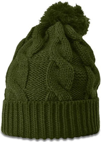 Richardson 141 Chunk Twist Knit Beanie with Cuff & Pom - Avocado - Forest / OSFM