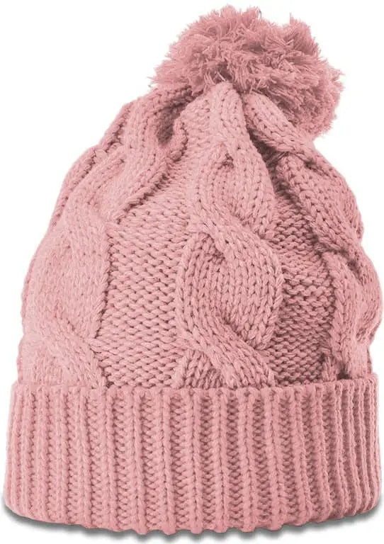 Richardson 141 Chunk Twist Knit Beanie with Cuff & Pom - Blush - Pink / OSFM