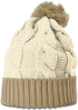 Richardson 141 Chunk Twist Knit Beanie with Cuff & Pom - Cream Mocha - Mocha / OSFM