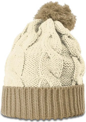 Richardson 141 Chunk Twist Knit Beanie with Cuff & Pom - Cream Mocha - Mocha / OSFM