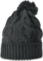 Richardson 141 Chunk Twist Knit Beanie with Cuff & Pom - Heather Charcoal - Heather Dark Gray / OSFM