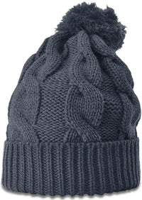 Richardson 141 Chunk Twist Knit Beanie with Cuff & Pom - Slate - Dark Gray / OSFM