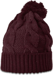 Richardson 141R Chunk Twist Knit Beanies with Cuff Burgundy Maroon / OSFM