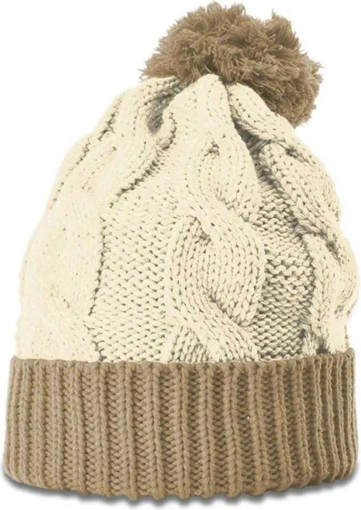 Richardson 141R Chunk Twist Knit Beanies with Cuff Cream Mocha Ivory Brown / OSFM
