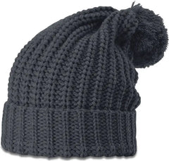 Richardson 143 Chunk Cable Beanie with Cuff & Pom - Gun Metal - Gray / OSFM
