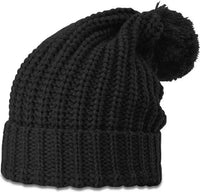 Richardson 143R Chunk Cable Beanies with Cuff and Pom Black Black / OSFM