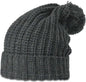 Richardson 143R Chunk Cable Beanies with Cuff and Pom - Heather Charcoal - Dark Gray / OSFM