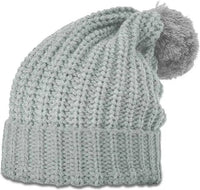 Richardson 143R Chunk Cable Beanies with Cuff and Pom Heather Gray Gray / OSFM