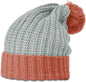 Richardson 143R Chunk Cable Beanies with Cuff and Pom - Heather Gray Rust - Maroon Gray / OSFM