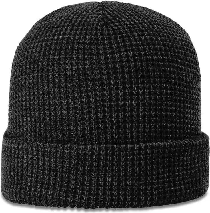 Richardson 146 Waffle Knit Beanies with Cuff - Black - Black / OSFM