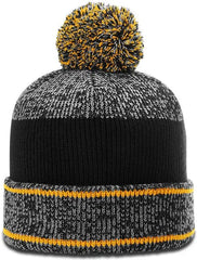 Richardson 148 Heather Beanie with Cuff & Pom - Gray Gold Black - Gold / OSFM