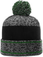 Richardson 148 Heather Beanie with Cuff & Pom - Gray Kelly Black - Kelly / OSFM