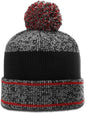 Richardson 148 Heather Beanie with Cuff & Pom - Gray Red Black - Red / OSFM