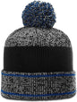 Richardson 148 Heather Beanie with Cuff & Pom - Gray Royal Black - Royal / OSFM